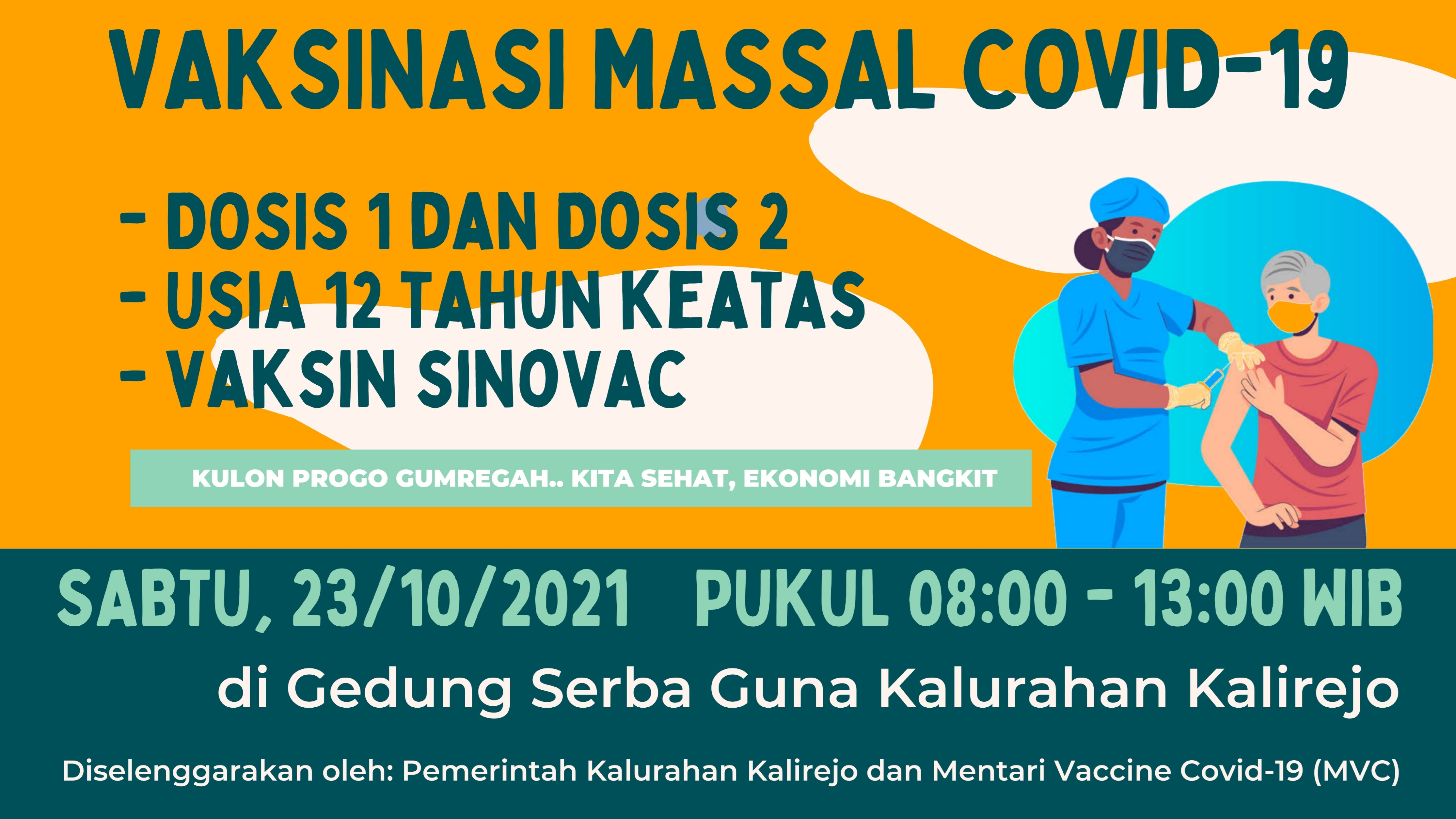 Vaksinasi Massal Covid-19, 23 Oktober 2021 Jenis Vaksin Sinovac